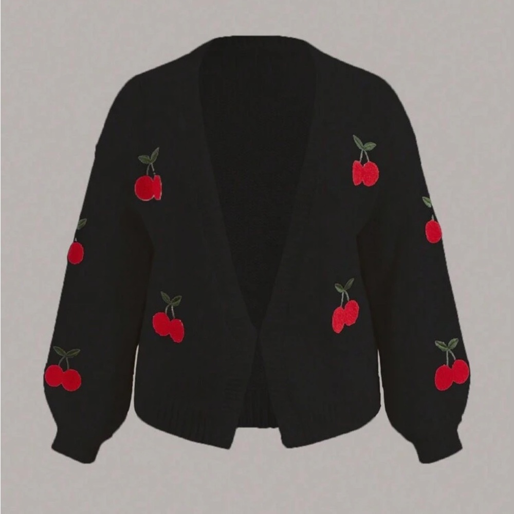 Cherry Embroidered Cardigan